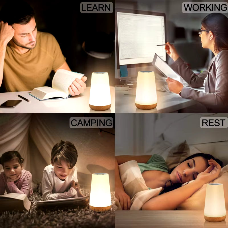 Table Lamp Bedside Lamp for Bedroom 13 Color Changing Touch Night Light RGB Remote Dimmable USB Rechargeable Portable Room Light
