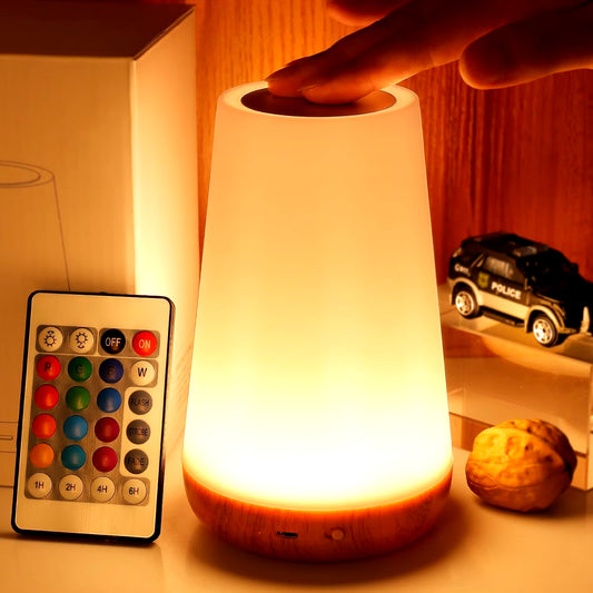 Table Lamp Bedside Lamp for Bedroom 13 Color Changing Touch Night Light RGB Remote Dimmable USB Rechargeable Portable Room Light